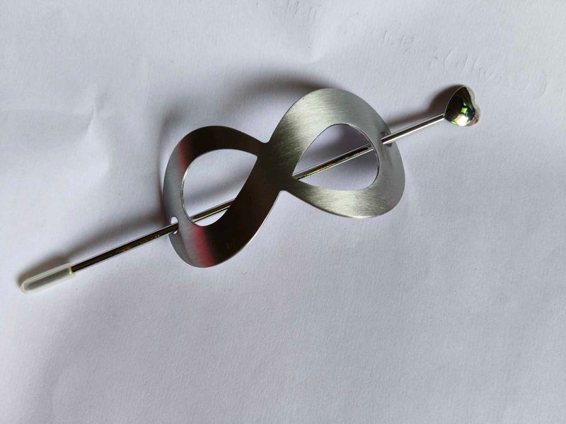Infinity Hair Pin with Heart Charm
