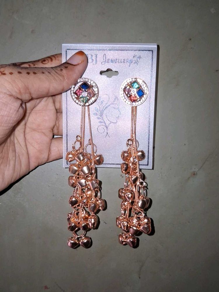 Charming Rose Gold Kashmiri Earrings