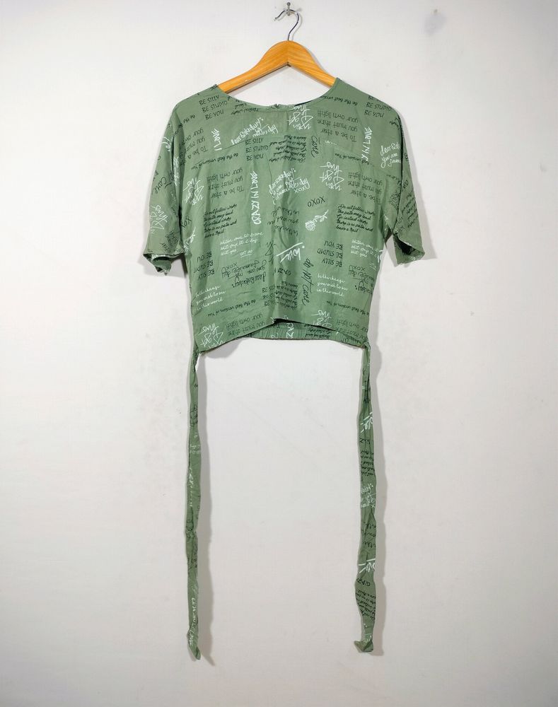 Max Green Graphic Tie-Back Top