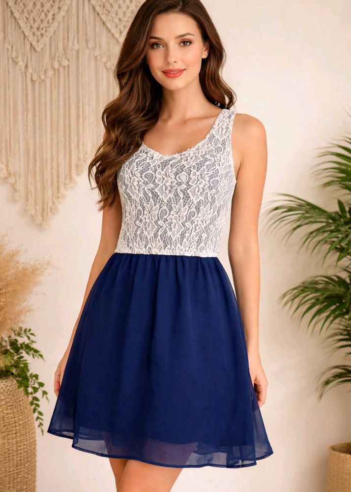 Chic Lace &amp; Chiffon Fit &amp; Flare Dress