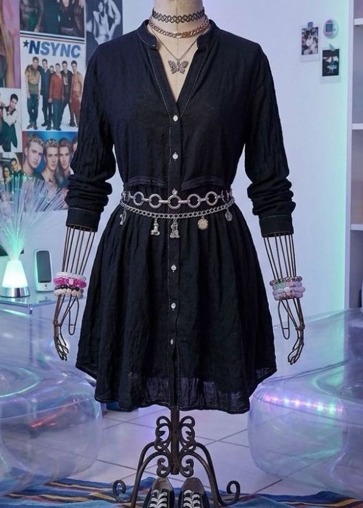 ZARA Black Button-Up Mini Dress