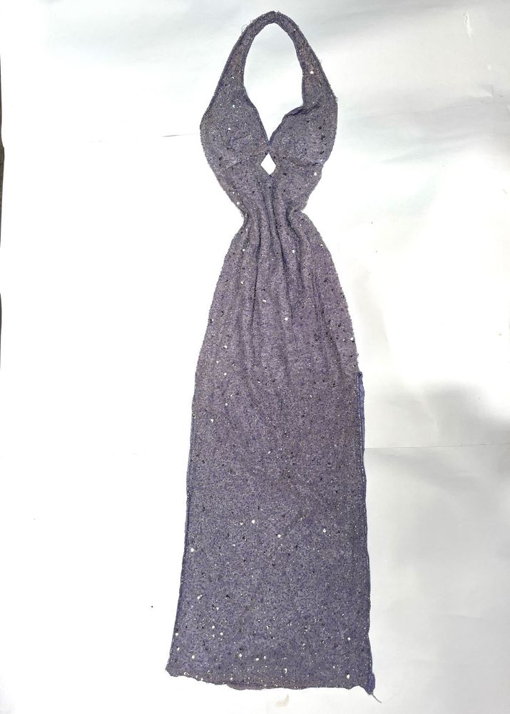 Sparkling Lavender Halter beaded Dress