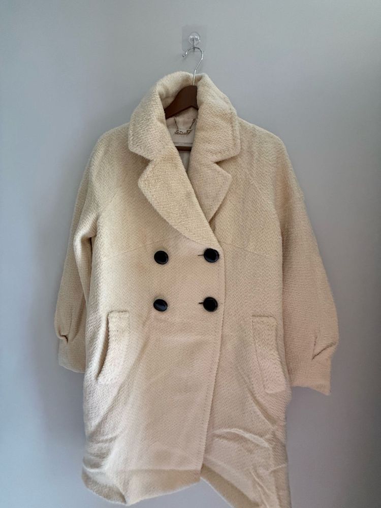 Cream Double Breasted Coat