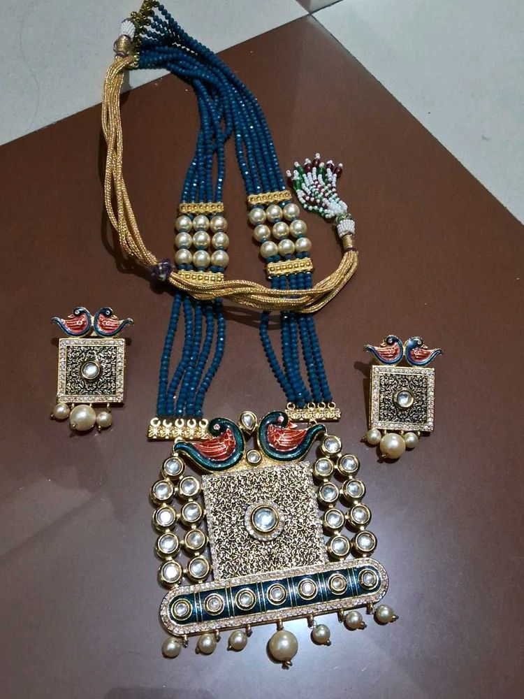 Zircon Kundan Rajwadi Rajasthani Jewellery Set