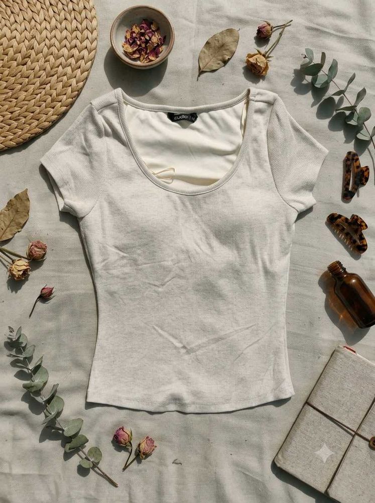 Basic Ribbed Scoop Neck Top