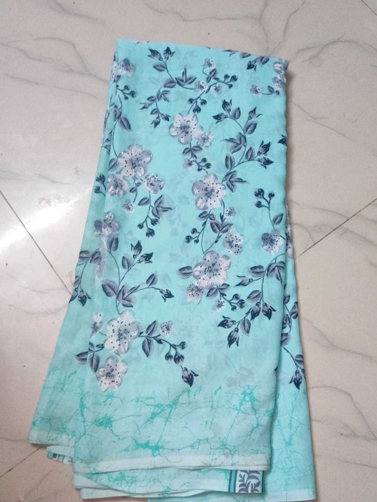Beautiful Blue Floral Saree