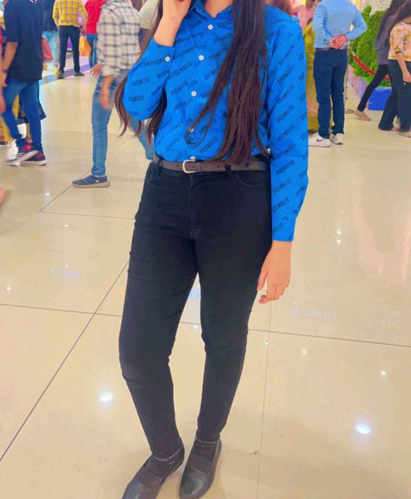 Stylish Blue Printed Shirt