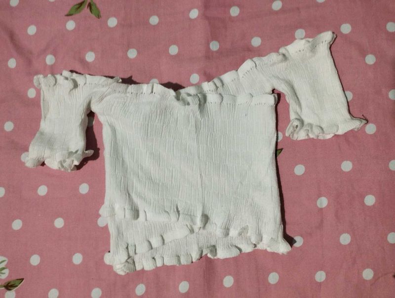 White Smocked Off-Shoulder Top
