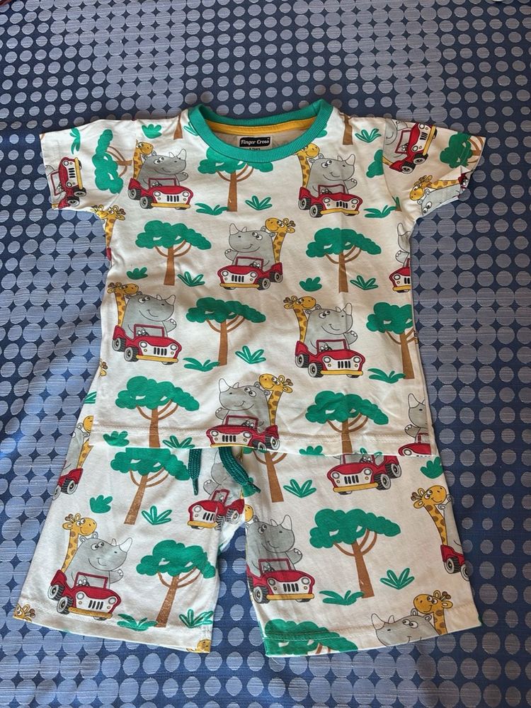 Cute Safari Print Shorts Set