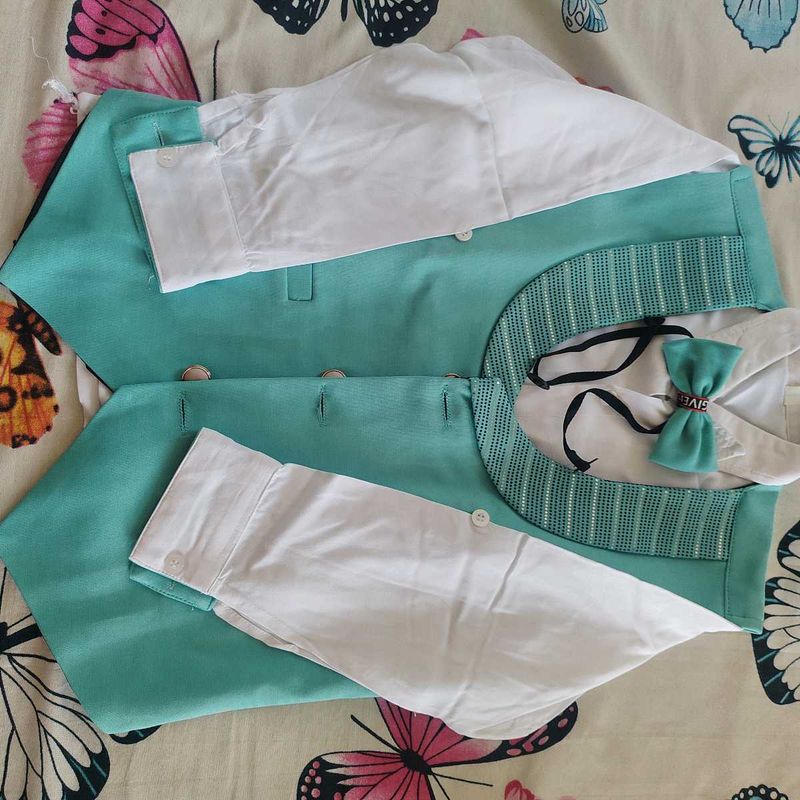 Kids Teal Vest &amp; Shirt Set