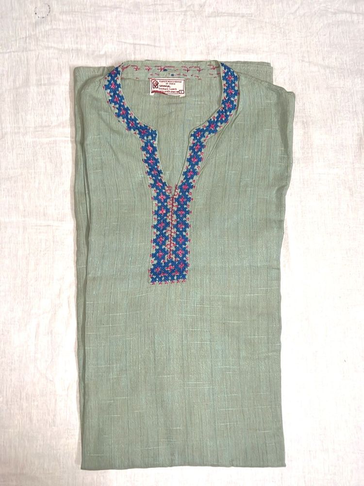 Hand Embroidered green Kurta