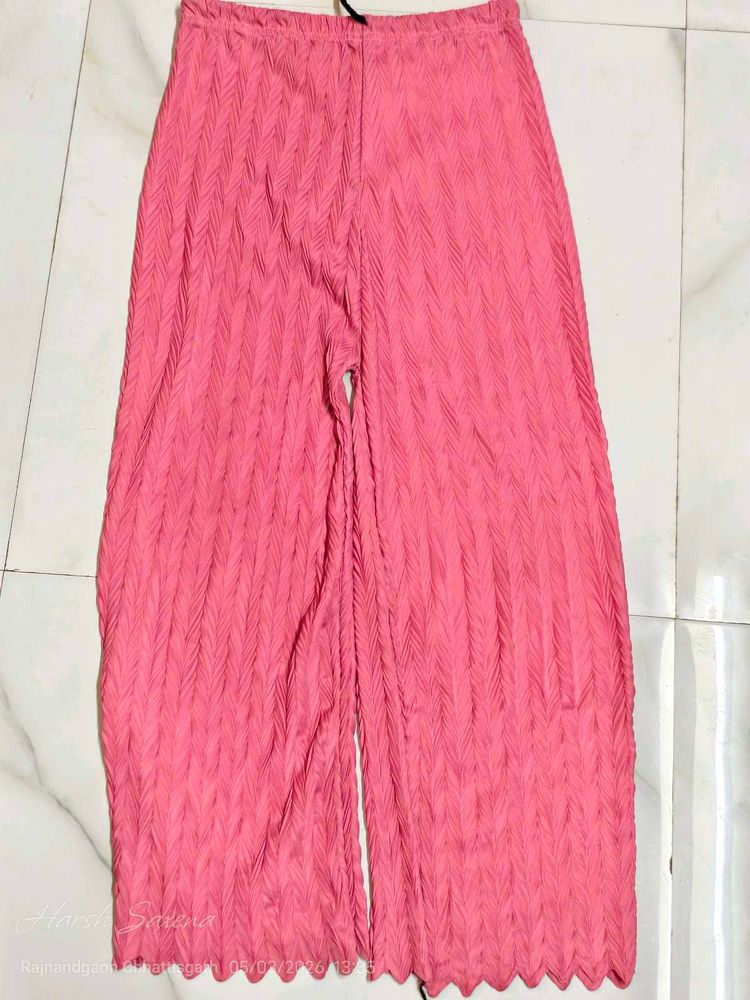 Pink Pleated Palazzo Pants
