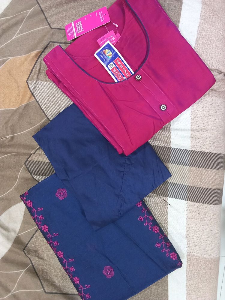 Beautiful Suit Set Back Embroidered Pink Purpl