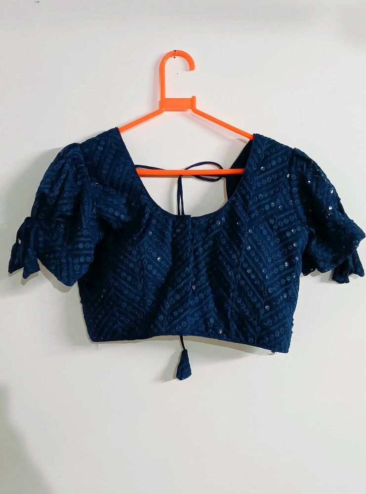 Navy Blue Embellished Blouse