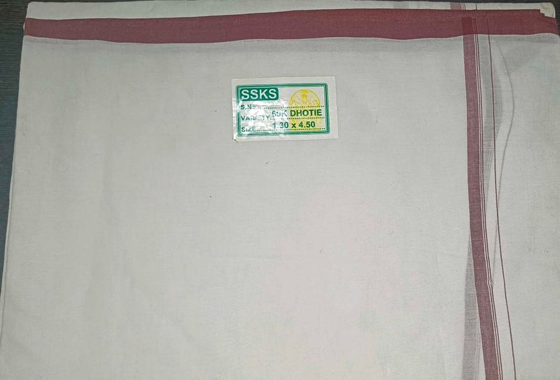 2 piece Traditional White Cotton Dhoti