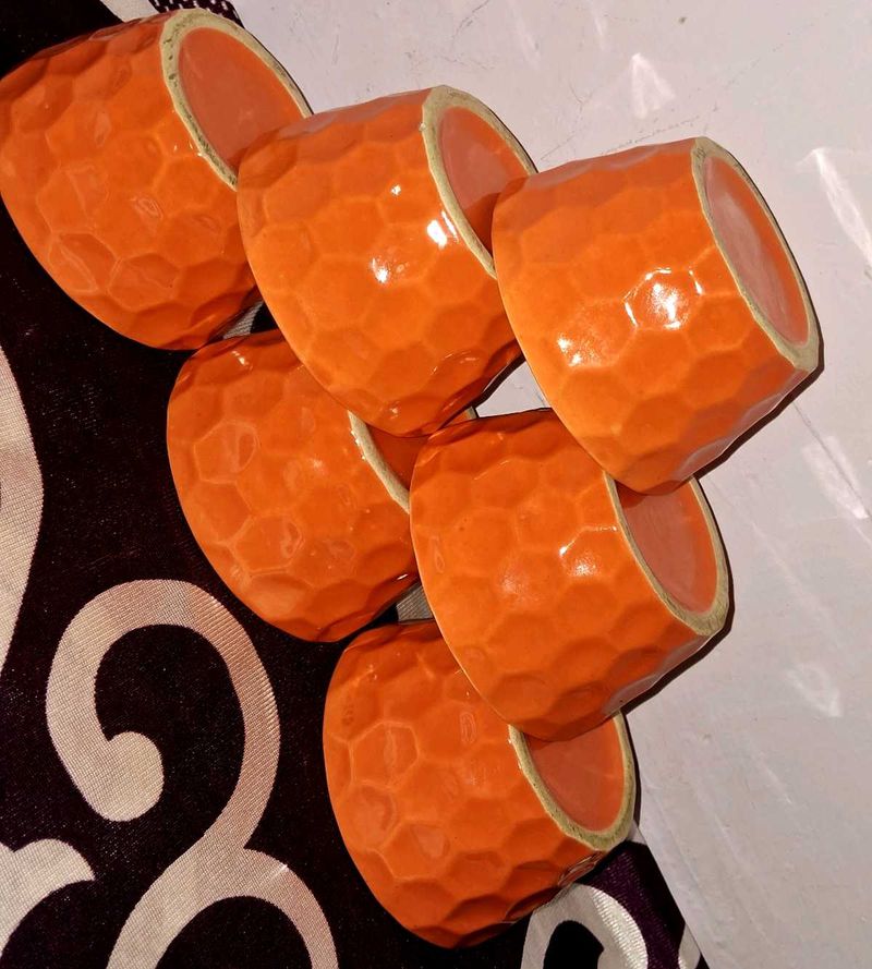 Vibrant Orange Decorative Cups Set