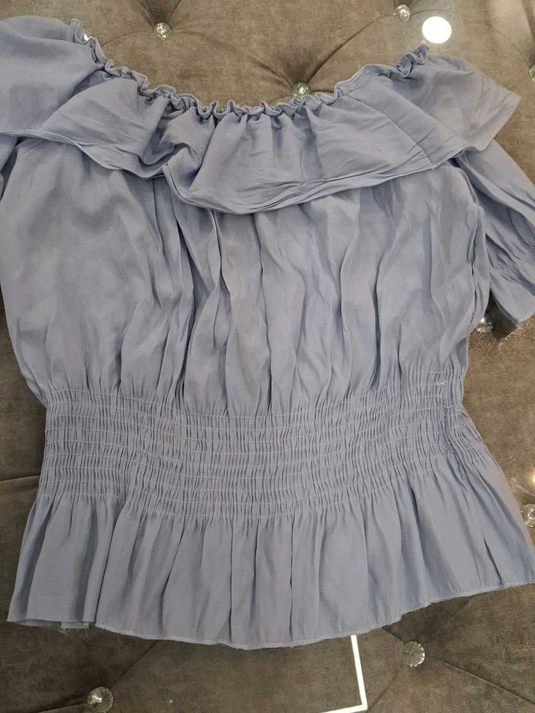 Blue Off-the-Shoulder Top