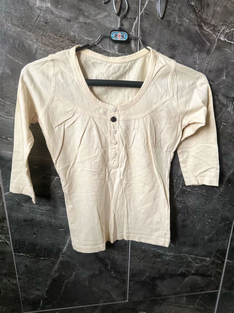 Elegant Cream 3/4 Sleeve Top