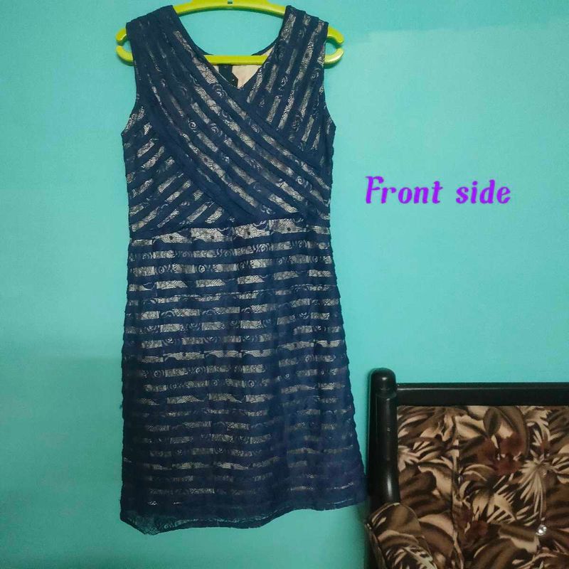Elegant Navy Lace Dress