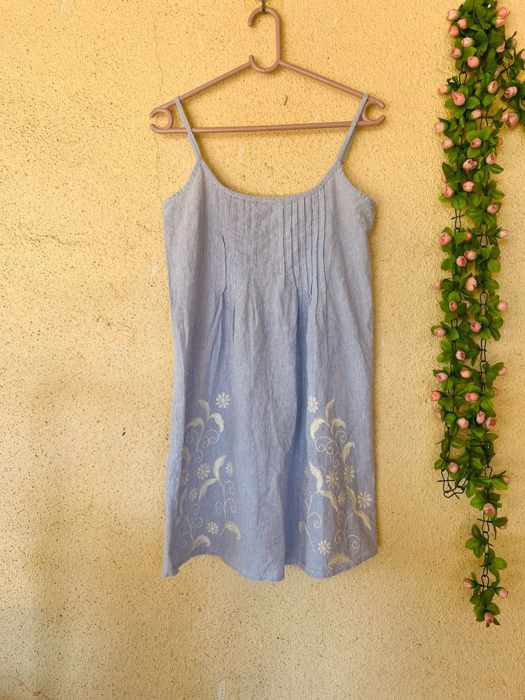 Light Blue Floral Mini Dress