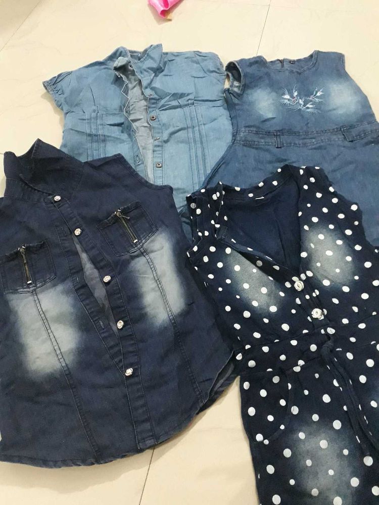 Cotton Denim Top And Jumpsuits