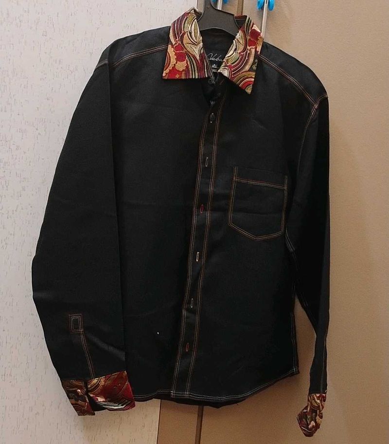 Stylish Black party/wedding wear shirt (40")