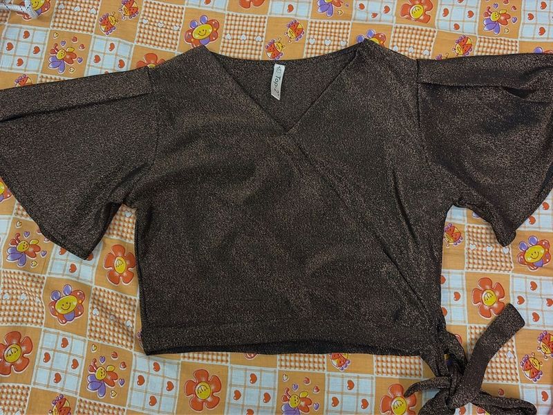 Sparkly Wrap Crop Top