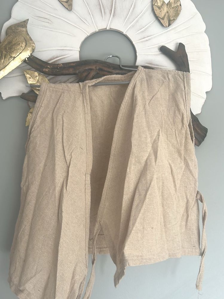 Boho Linen Sleeveless Open Front Vest