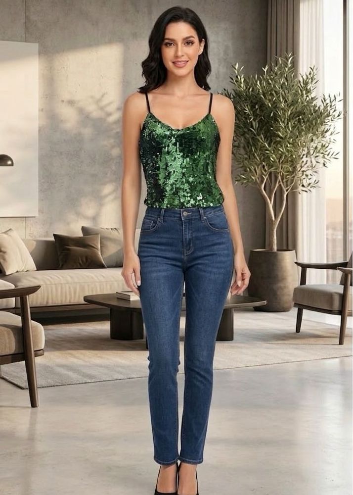 Green Sequin Tank Top