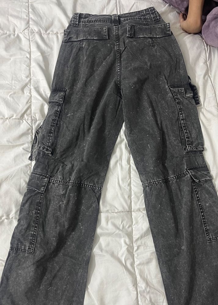 Gray Wash Cargo Pants