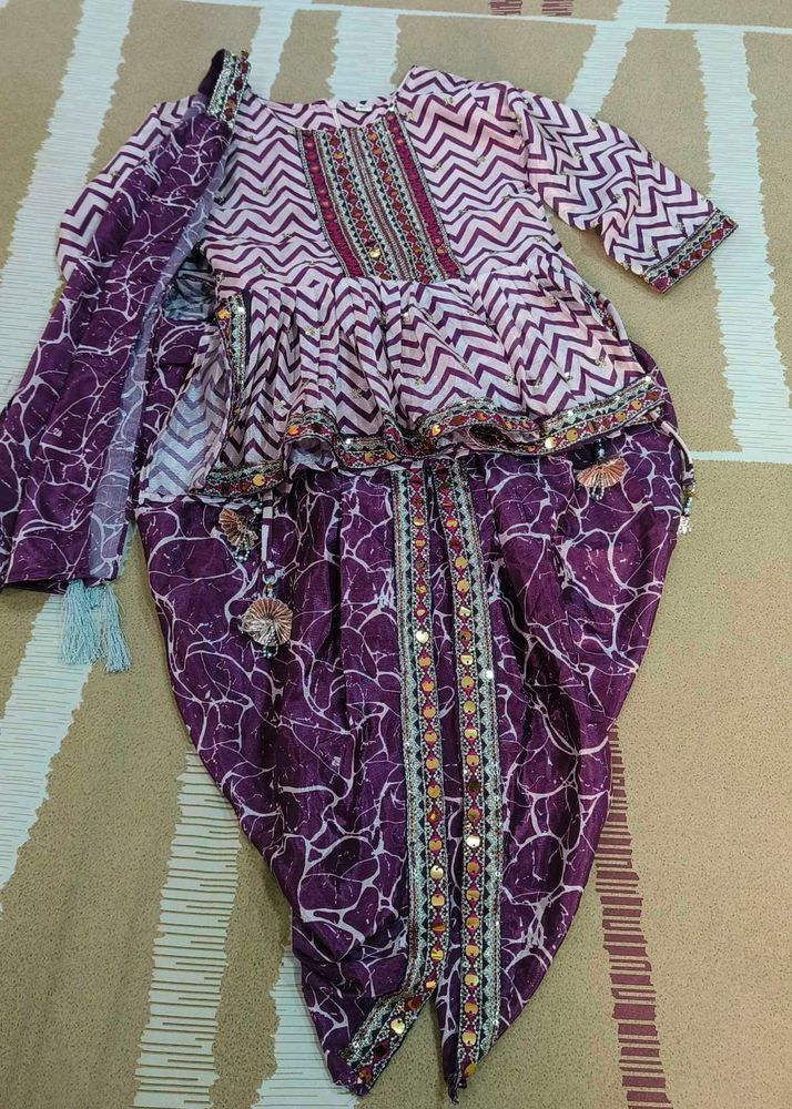 Embroidered Kurta Set with Dhoti Pants