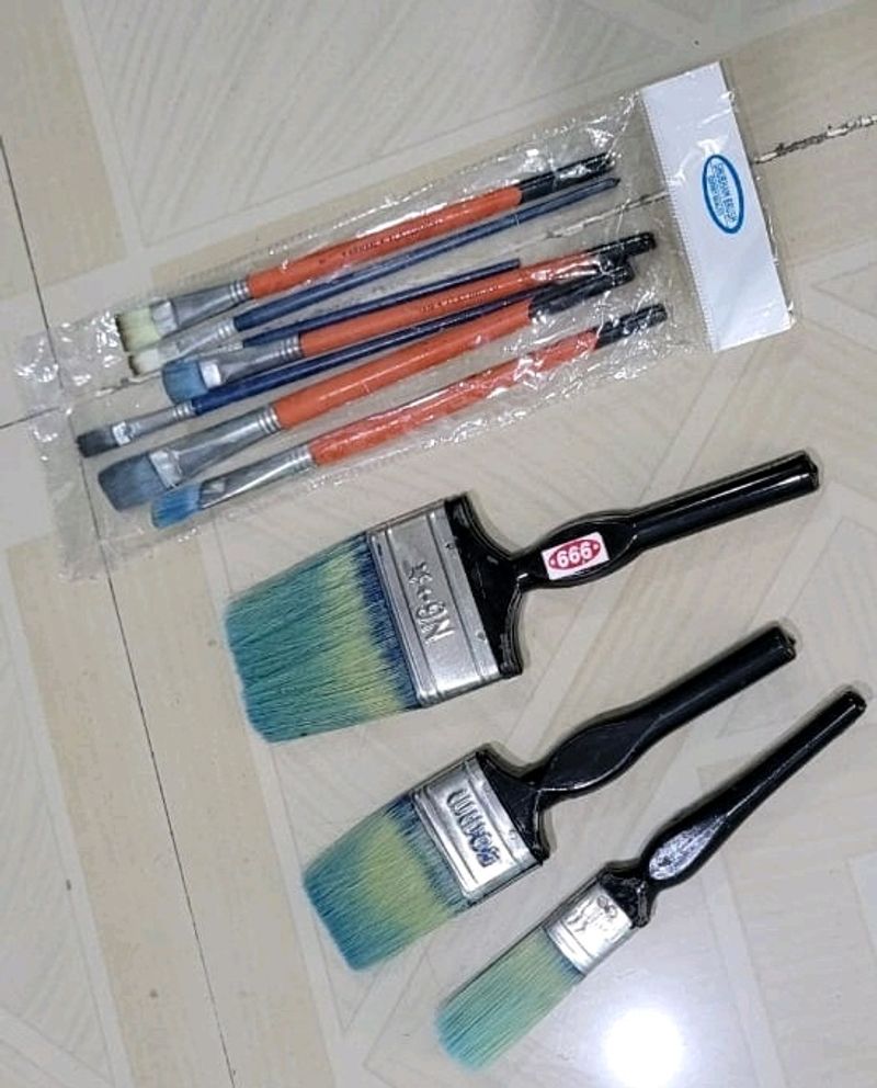 4Pack  Painting 3 &amp; Flat Brushes 4