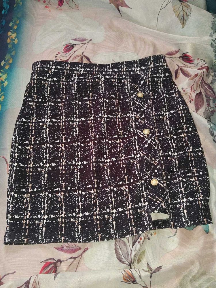 Chic Plaid  Tweed Mini Skirt