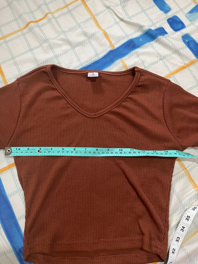 Brown Ribbed Top