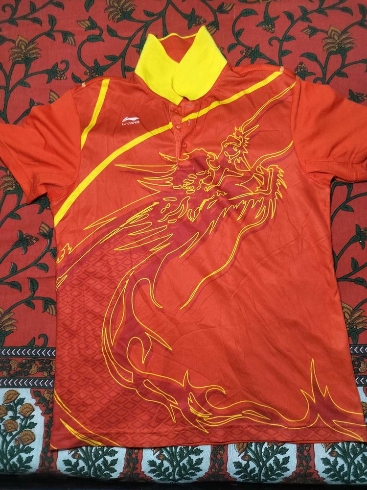 Li-Ning Dragon Print Polo T-Shirt
