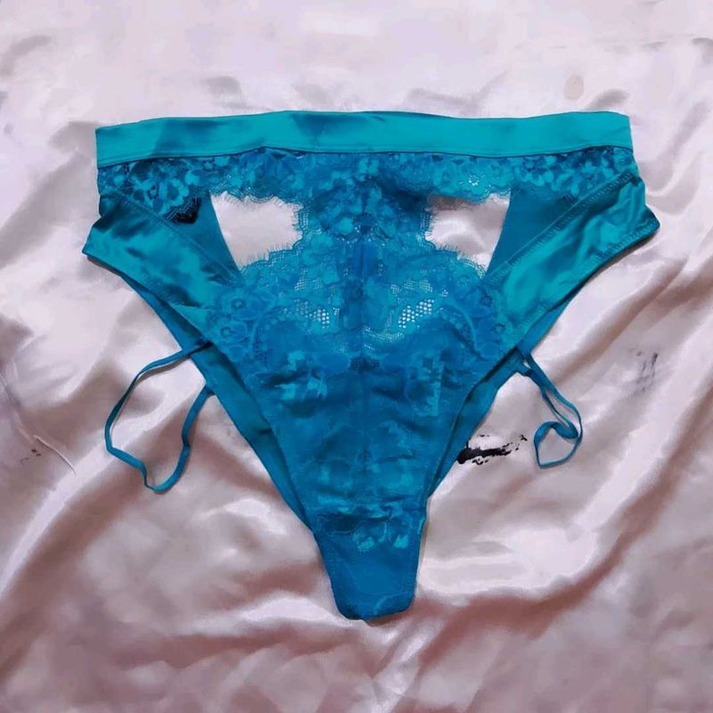 Teal Lace Cutout Panties