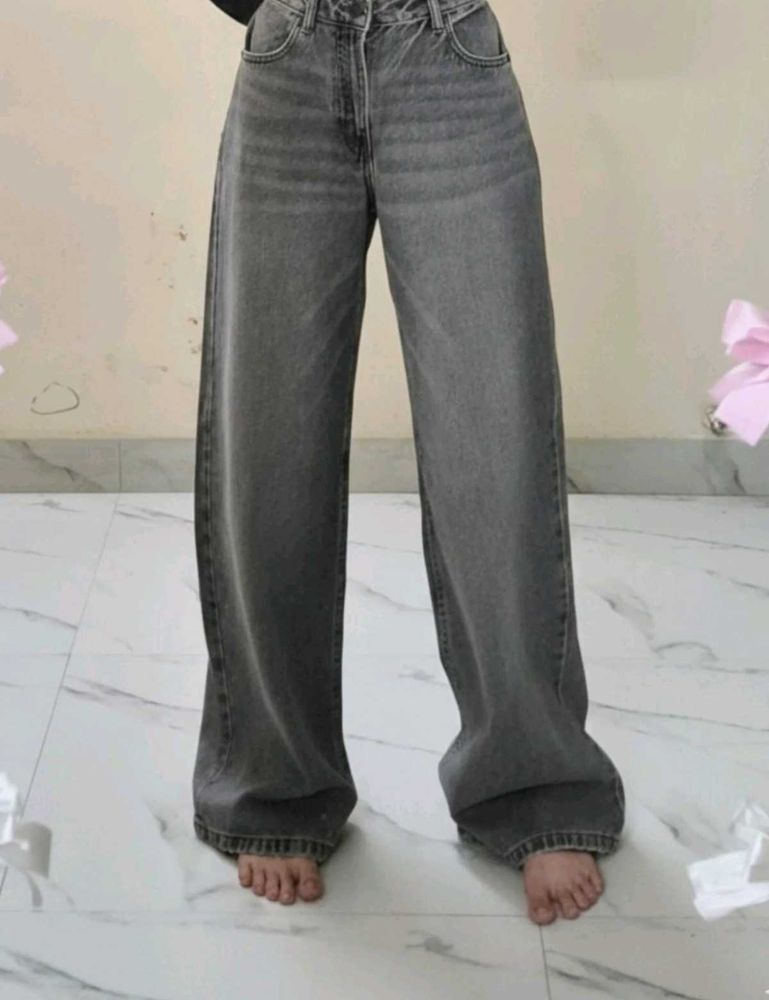 Gray Wide Leg Jeans