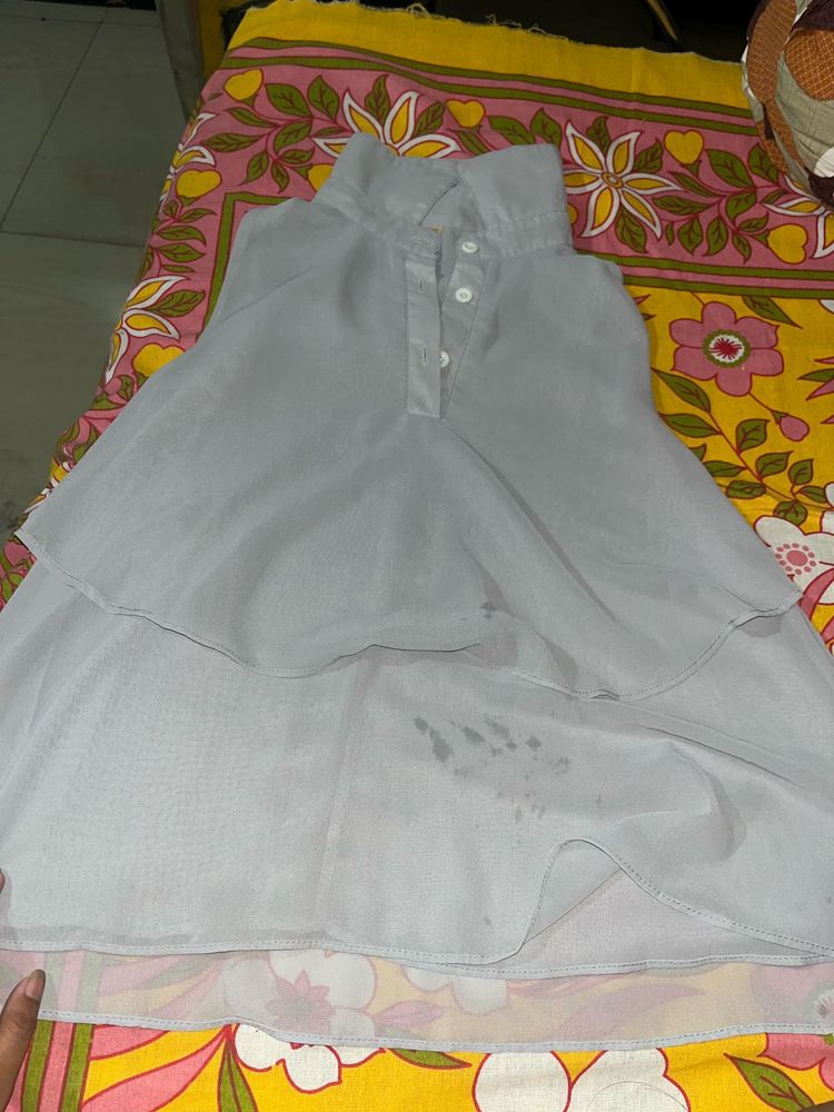 Chic Layered Sheer Grey Top