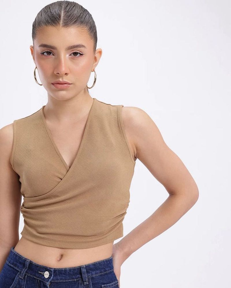 Beige Wrap Top