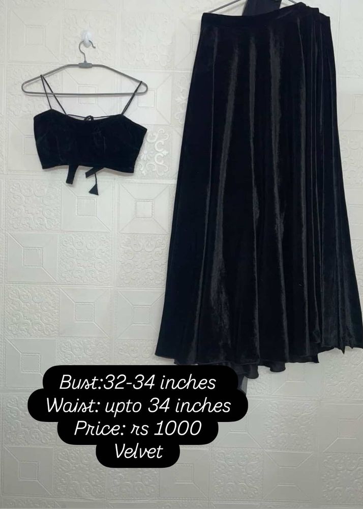 Elegant Black Velvet Lehenga Set