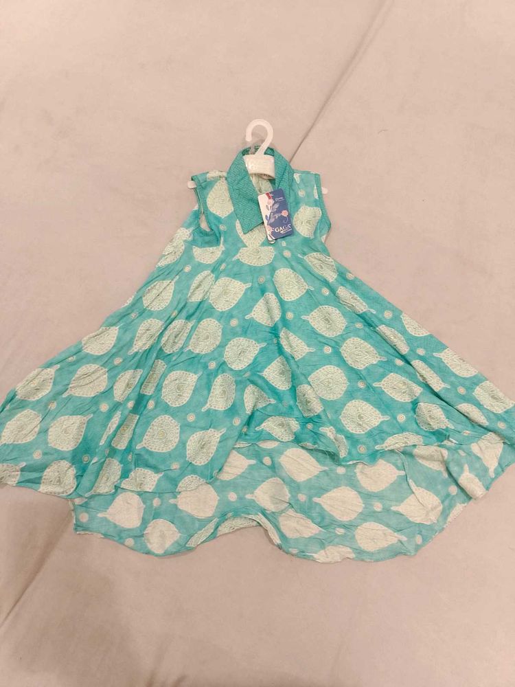 Blue Printed Kurta Set for Girls