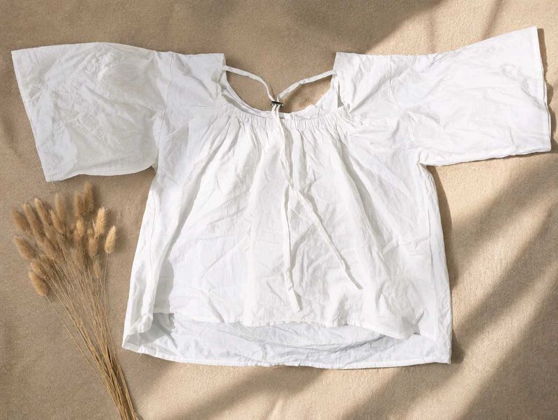 Boho White Wide Sleeve Top