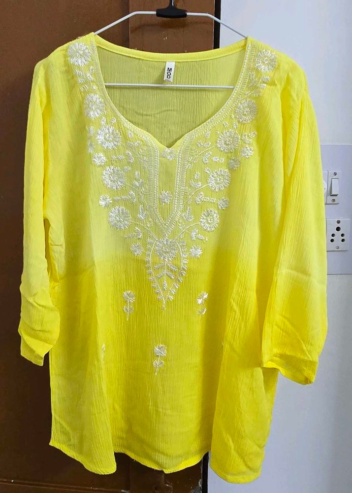 Embroidered ombre Yellow Kurta