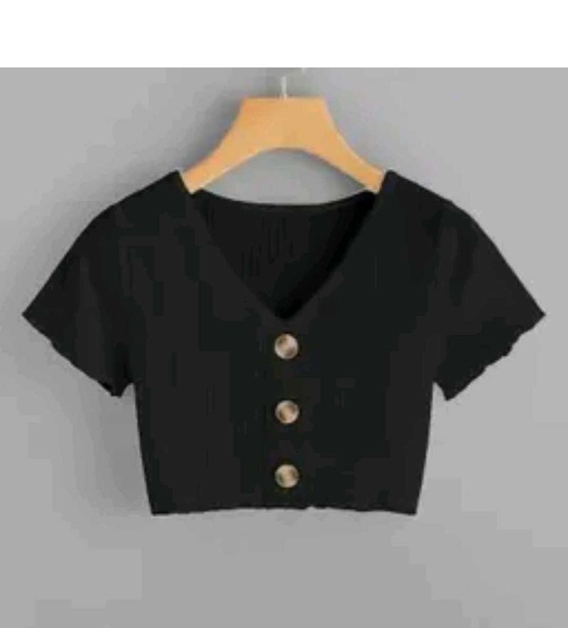 Chic Black V-Neck Crop Top