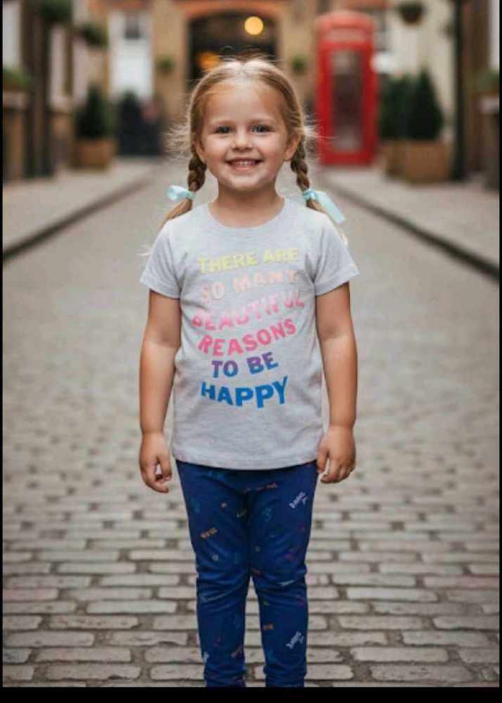 3-4 year Cute "Happy Reasons" T-Shirt &amp; Pants Set