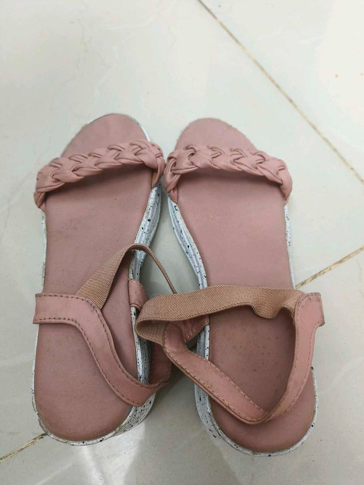 Stylish Pink Braided Strap Sandals