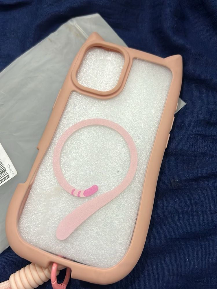 Cute Cat Phone Case with Lanyard iPhone 16 plus
