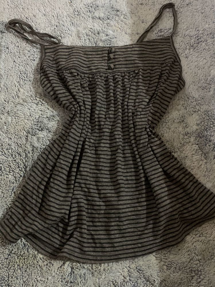 Striped babydoll Top with Button Detail