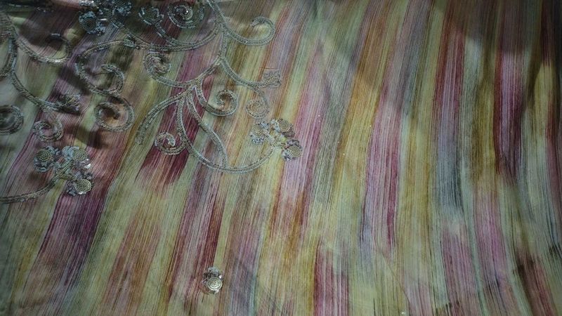 Embroidered Striped Saree