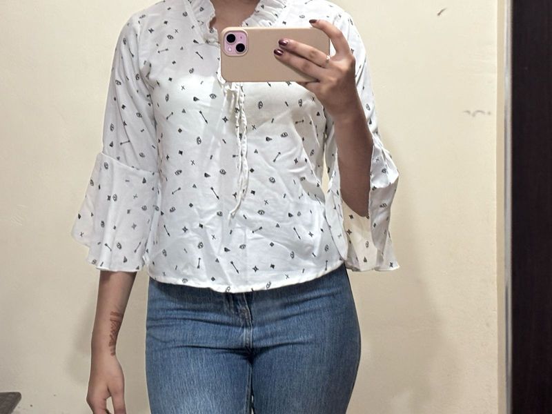 Cute White Printed Top | Excellent Condition